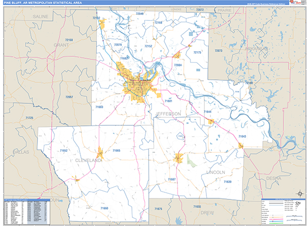 Pine Bluff Metro Area Wall Map